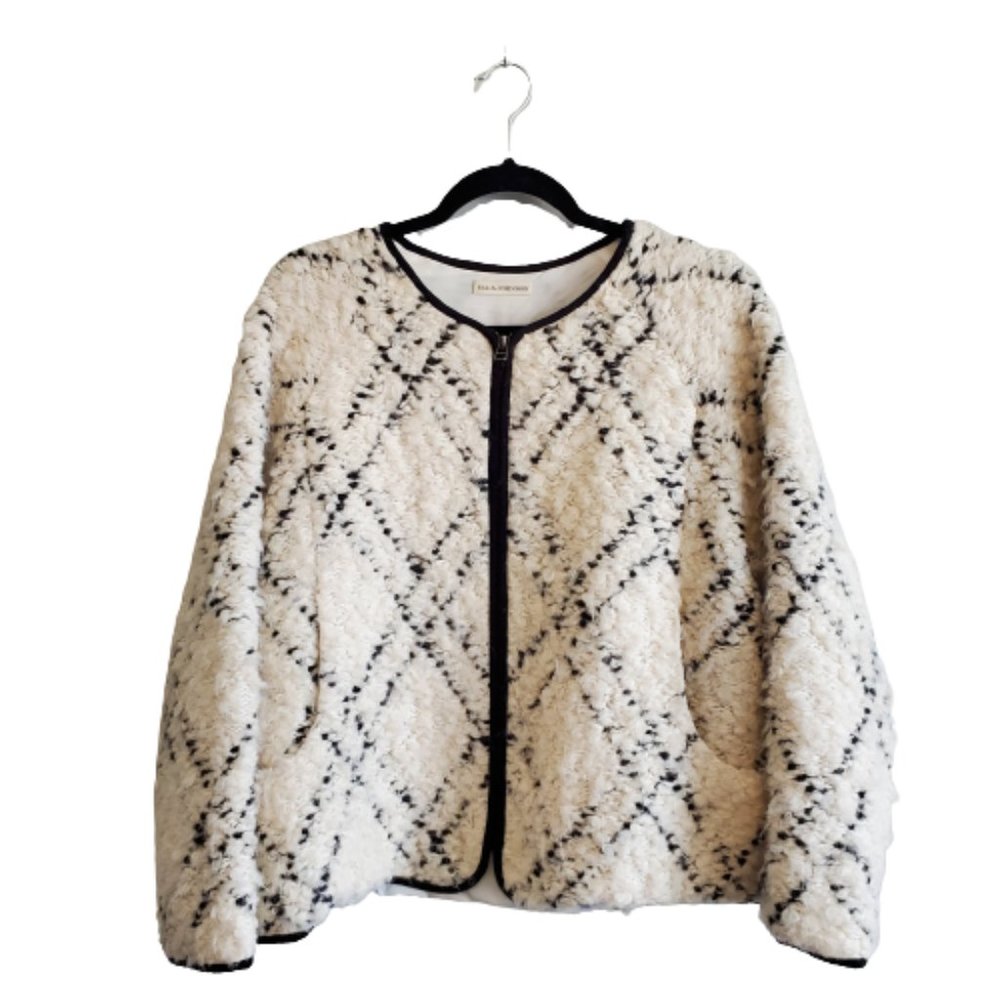 Ulla Johnson Amal Plaid Collarless Full Zip Jacket